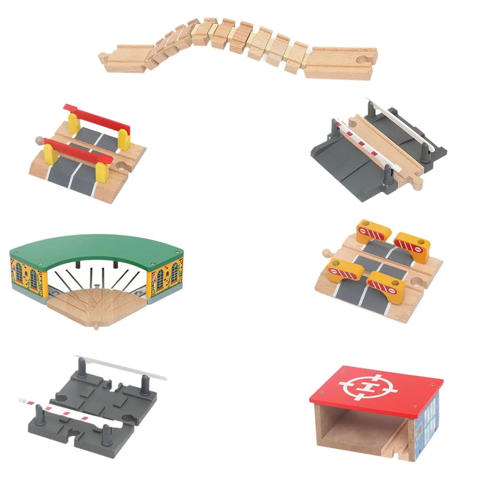 Wooden Train Track Accessories Fine Motor Skill Railway Train Playset for 3+ Year Olds Girls Boys Kids Toddlers Birthday Gift