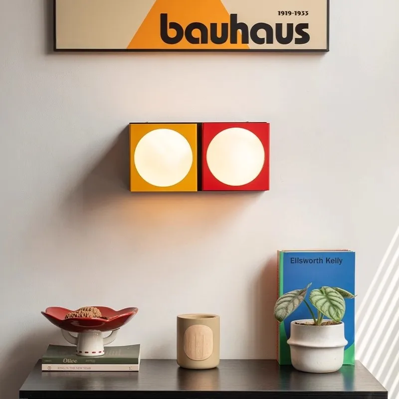 Memphis Bedroom Bedside Wall Lamps Red Yellow Glass Ball Lamp LED Modern Color Dopamine Living Room Corridor Aisle Wall Lights