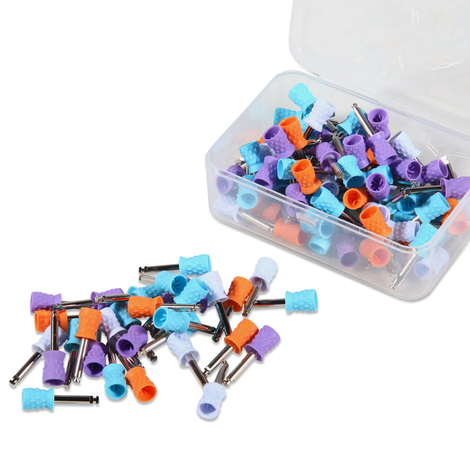 100pcs Dental Prophy Polishing Cup Cups Brushes Disposable Tooth Polishing Tapered Shape/ Point Spot For Contra Angle Latch type