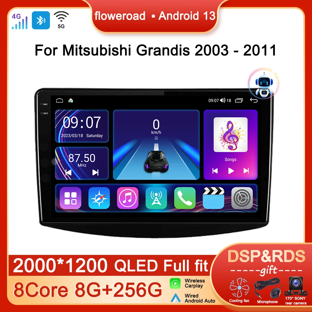 

Головное устройство Android 13 для Mitsubishi Grandis 1 2003 -2011, автомобильное радио, мультимедийный плеер, навигация GPS, Apple Carplay, стерео, 2DIN