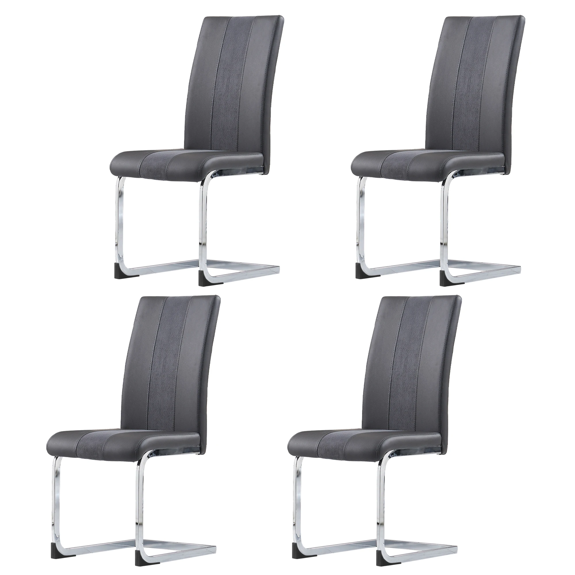 JYMTOM Eetkamerstoelen Kunstleer Cantilever Schommelstoelen Keukenstoelen met Hoge Rugleuning Verchroomd Metalen Frame
