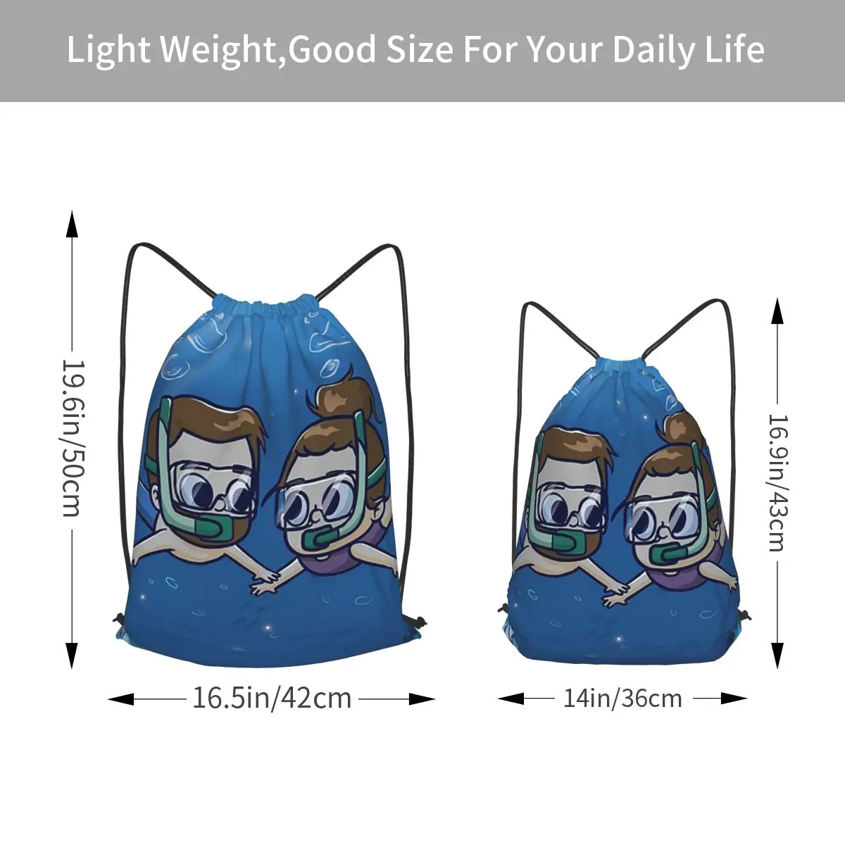 Under Water Couple - Pibubear Backpacks Portable Drawstring Bags Storage Bag Book Bags for Man Woman School