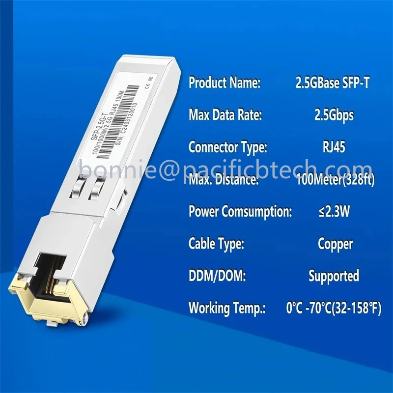

Медный модуль 2,5G RJ45 SFP, порт 100 м, оптоволоконный модуль приемопередатчика SFP, оптический коммутатор Ethernet, совместимый с Cisco/Mikrotik