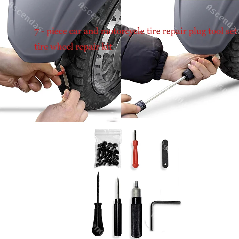 New car motorcycle tire repair plug tool set tire wheel repair kit mushroom plug probe nozzle