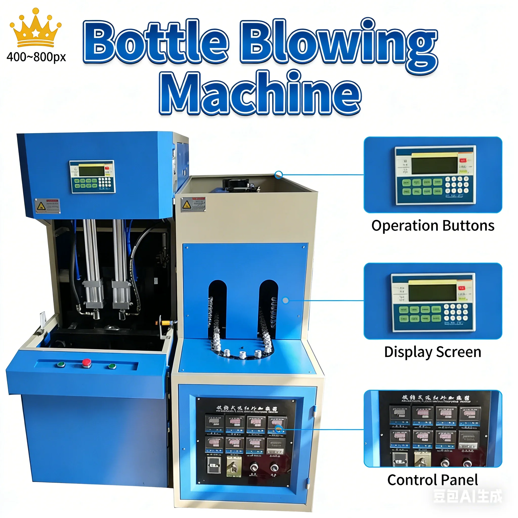 Customized 4 Cavities Semi-Automatic Speed Plastic PET Water Bottle Blowing Machine