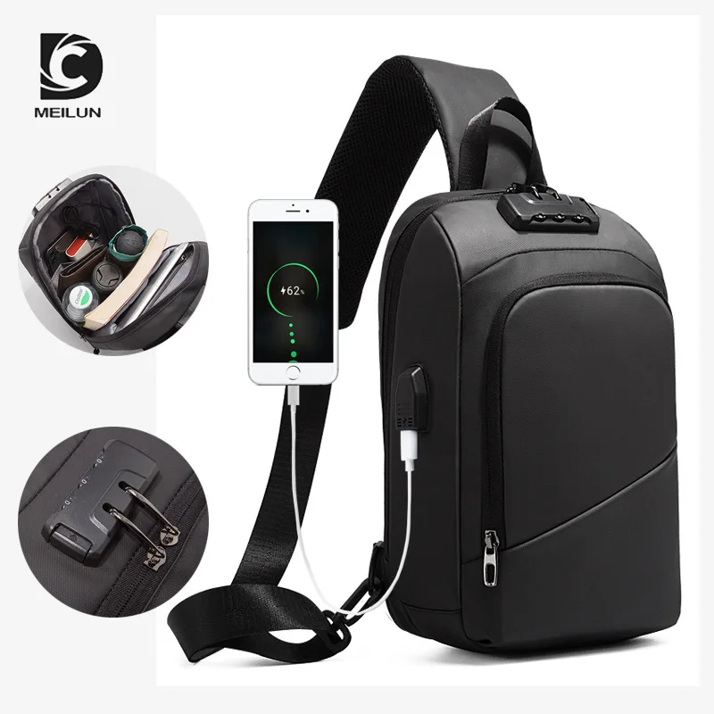 

Anti-theft Men's Bags Safety Password Crossbody Bag Shoulder Male Waterproof Short Trip Chest Bag Pack for Men