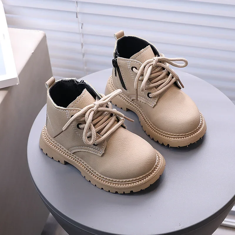 2024 Autumn Children Leather Boots Boys Shoes Kids Fashion Boots Baby Ankle Short Boot Sports Sneakers Winter Shoe for Girl Kids