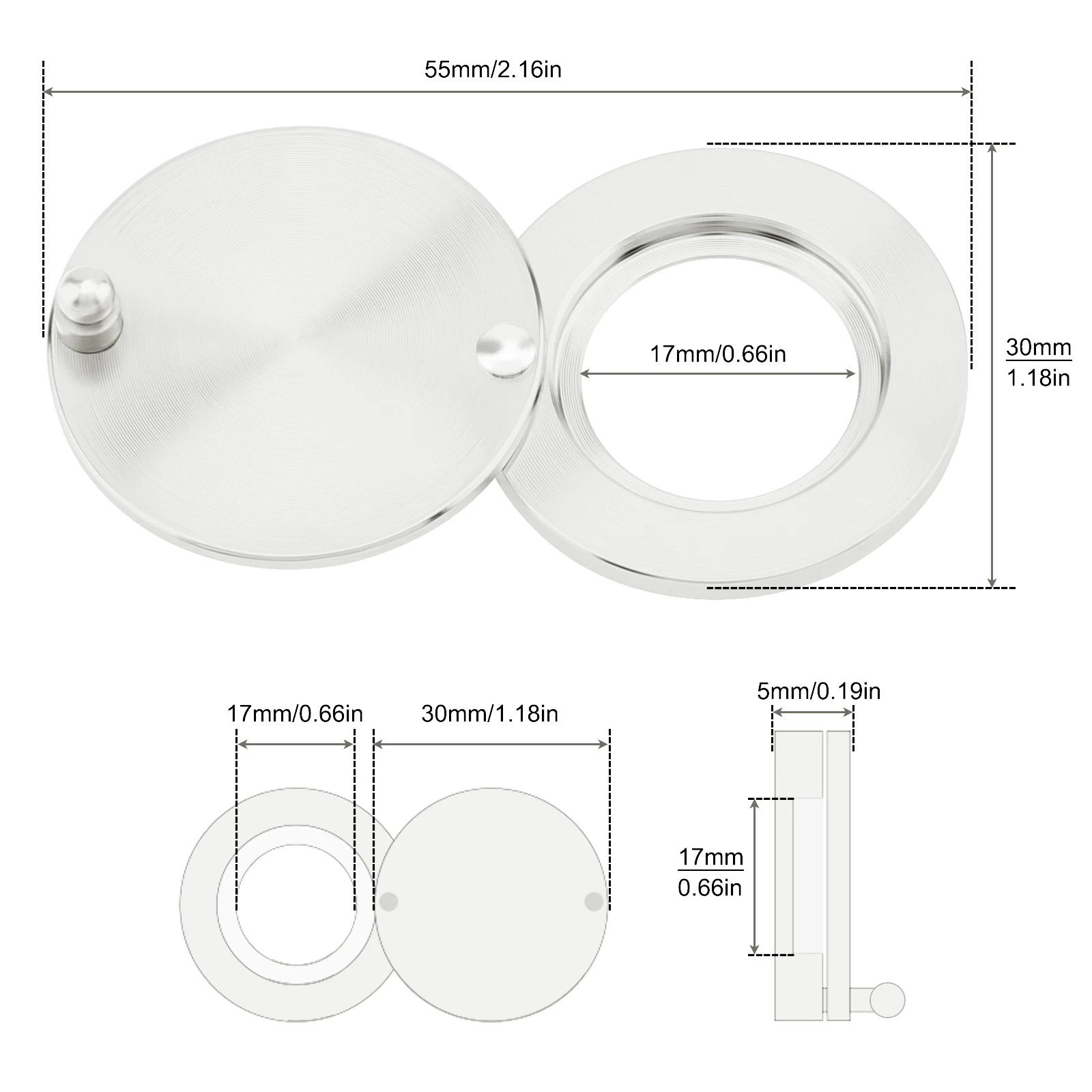 1 Piece 16mm Door Viewer Peephole Cover 3 Colors Peep Hole Covers with Matching Self-Adhesive Installation Tools