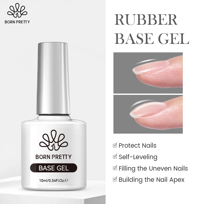 

BORN PRETTY 10ml Rubber Thick Base Gel Top Reinforcement Gel Transparent Nail Prep Soak Off UV LED Nail Varnish Function Gel