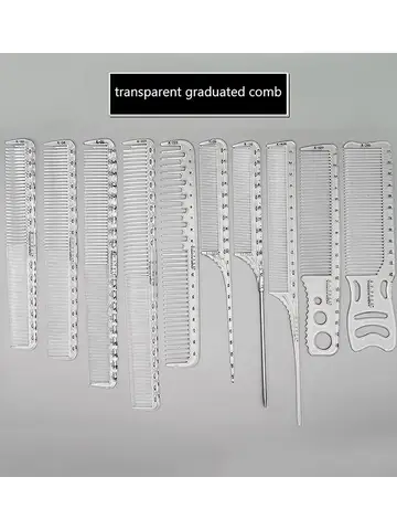 1pc Transparent Laser Scale Hair Comb Professional Hairdressing Comb Hair Brushes Salon Hair Cutting Styling Tools Barber Comb