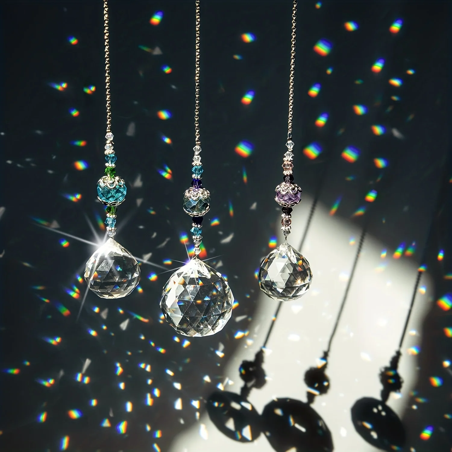 1/3pcs Clear Crystal Prism Suncatcher Ball Rainbow Maker Prism Hanging Window Decor, Yard Art Decor