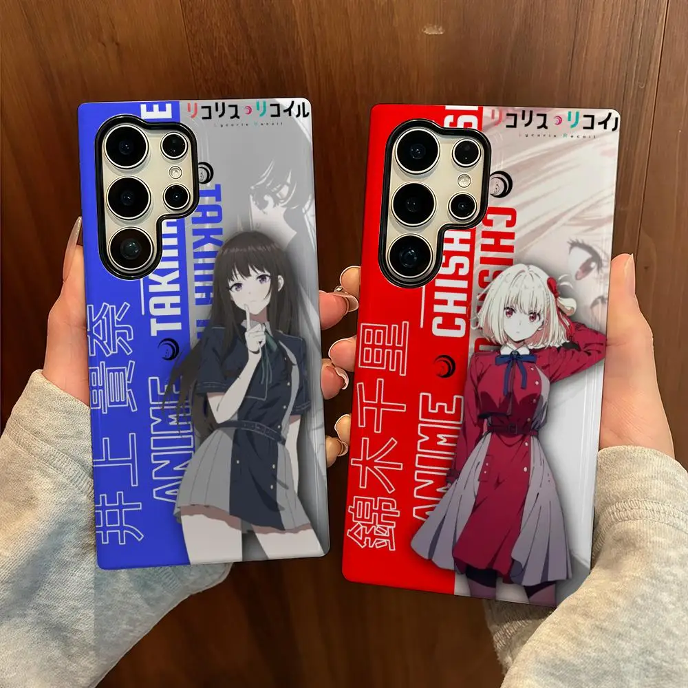 L-Lycoris نكص جراب هاتف لسامسونج S25 فيلم قذيفة فاخرة GalaxyS24Ultra 23plus S22 21 A56 36 26 16 طبقة مزدوجة غطاء #1