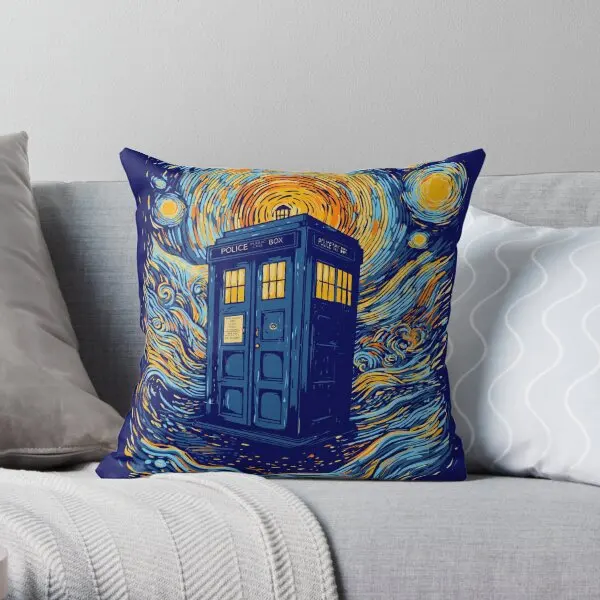 Starry Blue Box  Printing Throw Pillow Cover Car Comfort Sofa Anime Home Waist Fashion Case Bed Pillows not include One Side