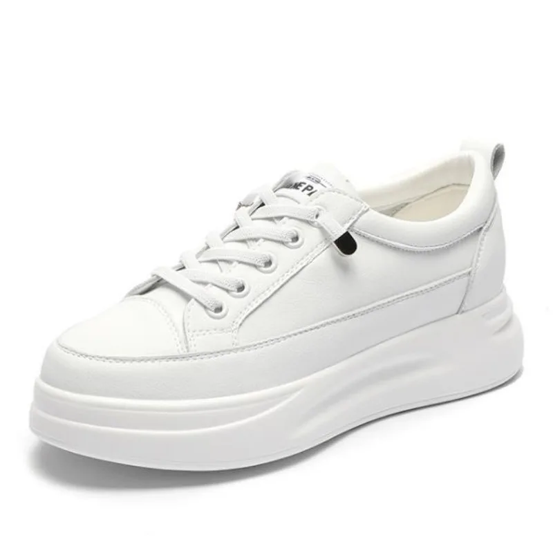 

Женская обувь из натуральной кожи 4,5 см, дышащая женская зимняя обувь на платформе, белые кроссовки, весенне-осенне-зимняя обувь