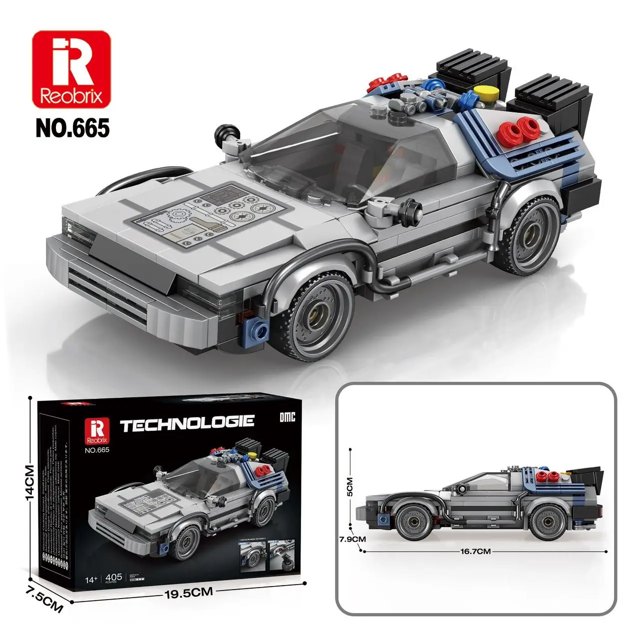 

405PCS Classic DMC Car Building Blocks Future Sports Car Model Bricks Desktop Ornaments Kids Educational DIY Toys Holiday Gifts