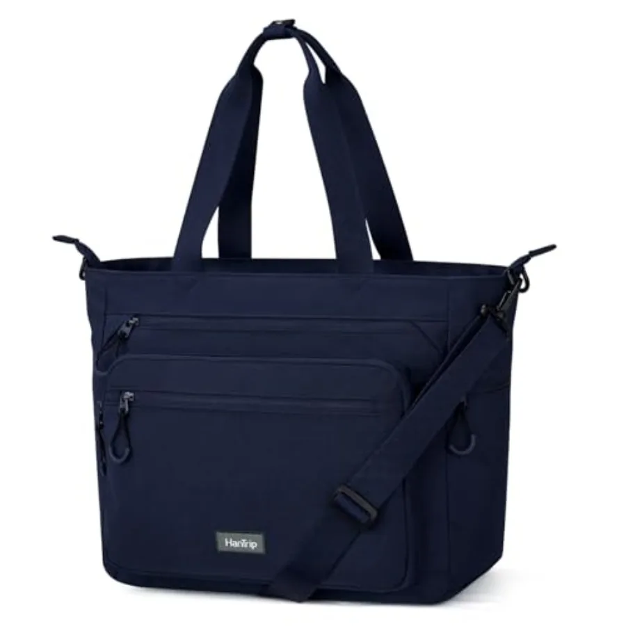 

HanTrip Travel Tote Bags for Women Extra Large Canvas Laptop Tote Bag with Zipper Pockets Luggage Sleeve