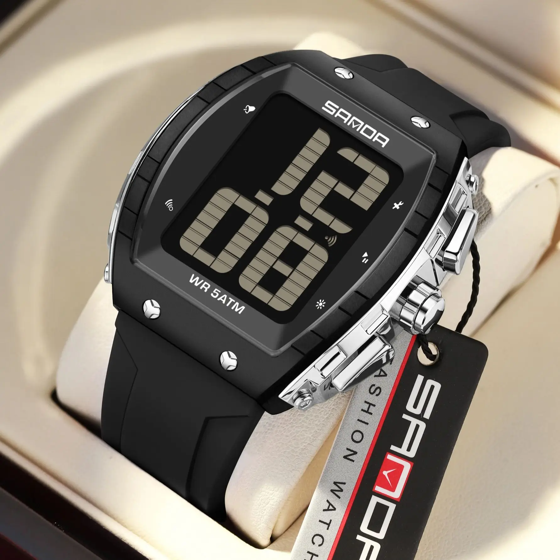 SANDA Hot Electronic Watches Multifunctional Voice Timekeeping Watches Waterproof Big-Screen Watches for Elderly