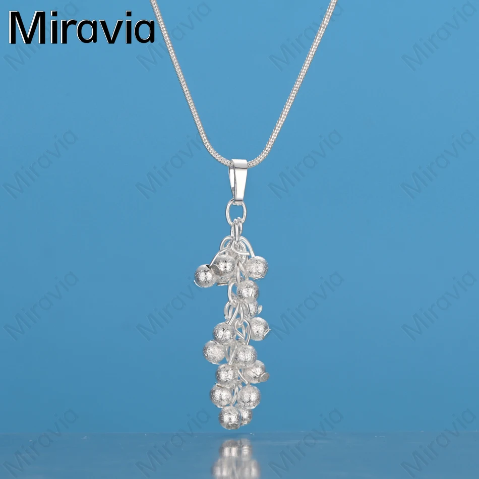 

Miravia 925 Sterling Silver Frosted Grape Beads Pendant Necklace Daily Accessories Women'S Simple And Elegant Jewelry