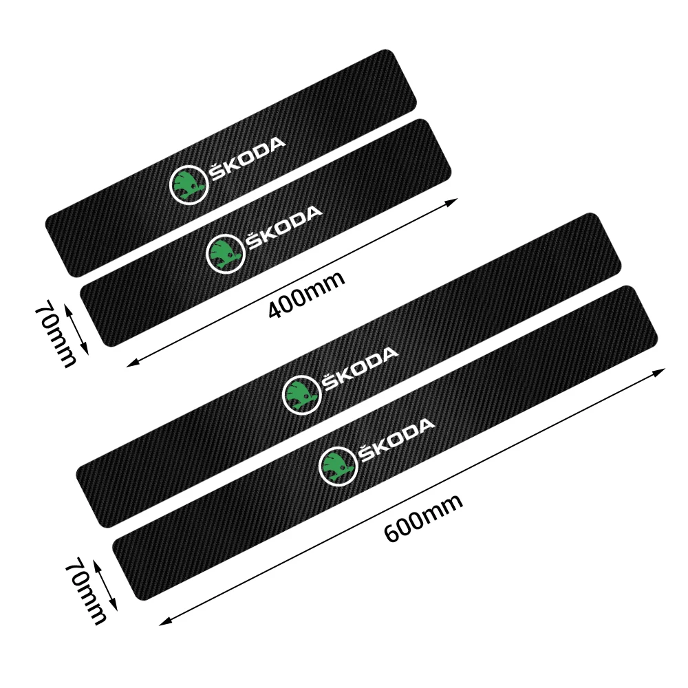 4PCS Carbon Fiber Car Door Sill Protection Door Sill Anti-Scratch Stickers For Skoda Yeti Octavia A7 A5 Kodiaq Karoq Rapid Fabia