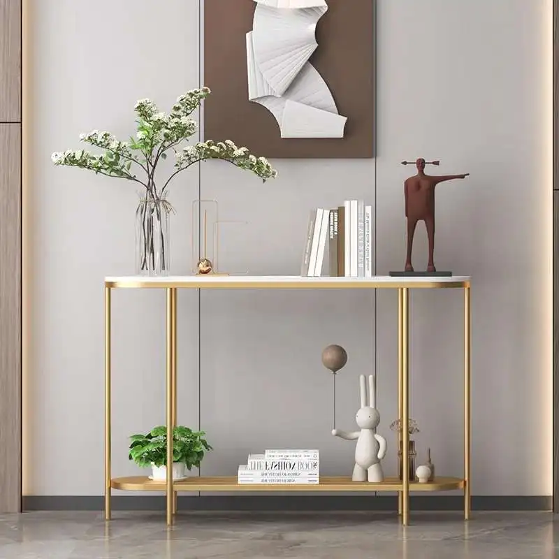 

Corner Console Living Room Table Metal Vertical Hall Narrow Table Luxury Nordic Tisch Wohnzimer Entrance Hall Furniture