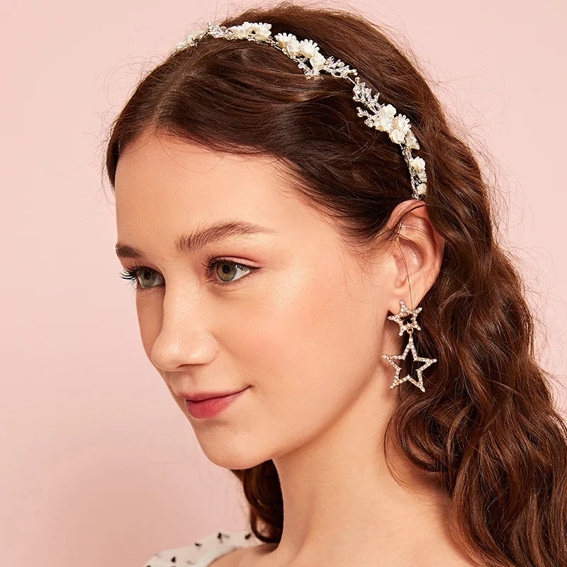 GETNOIVAS Bridal Gold/Silver Color Flower Ribbon Hairband Headband Women Headpiece Tiara Wedding Bridal Hair Jewelry Accessories image 4