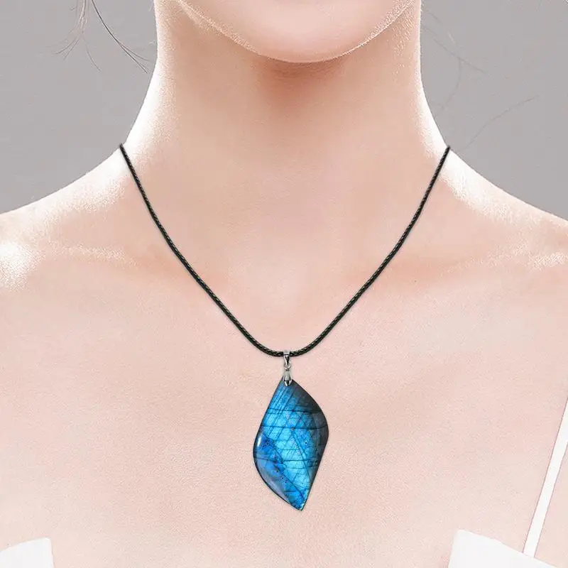 1Pcs Gem Pendant Natural Stone Irregular Shape Bead Purple Blue Labradorite Necklace Pendant for Women Men Jewelry Gift