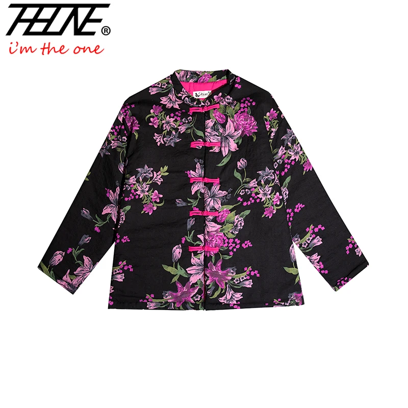 THHONE Autumn Winter Coat for Women Parkas Vintage Indie Folk O Neck Chinese Style Long Sleeve Loose Casual Clothes Female Top