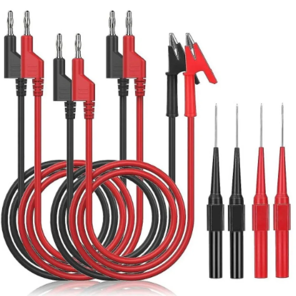 

Multimeter Cable Test Leads 4mm Banana with For alligator Clips and Steel Probe Tip for Electrical Testing 1000V 15A