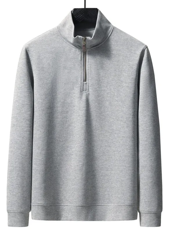

Men's Fashionable Casual Long Sleeve Half Zip Pure Cotton Thin Knitted Base Shirt Spring Autumn Wear T-Shirt Dad Jacket