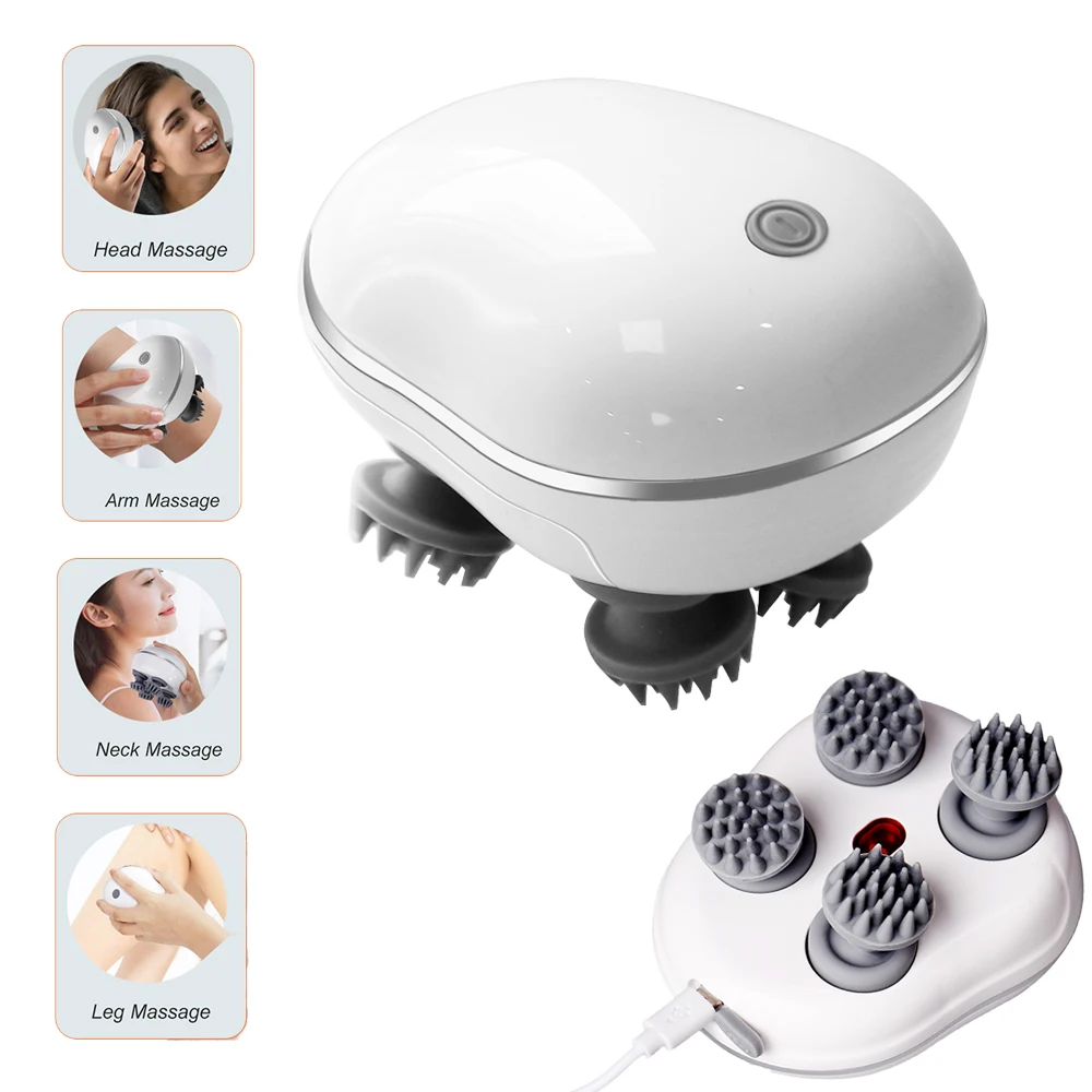 Scalp Massager Adjustable Speed 3 Levels Red Light Hair Care Head Massager Soft Silicone Nodes for Deep Kneading Scalp Massage