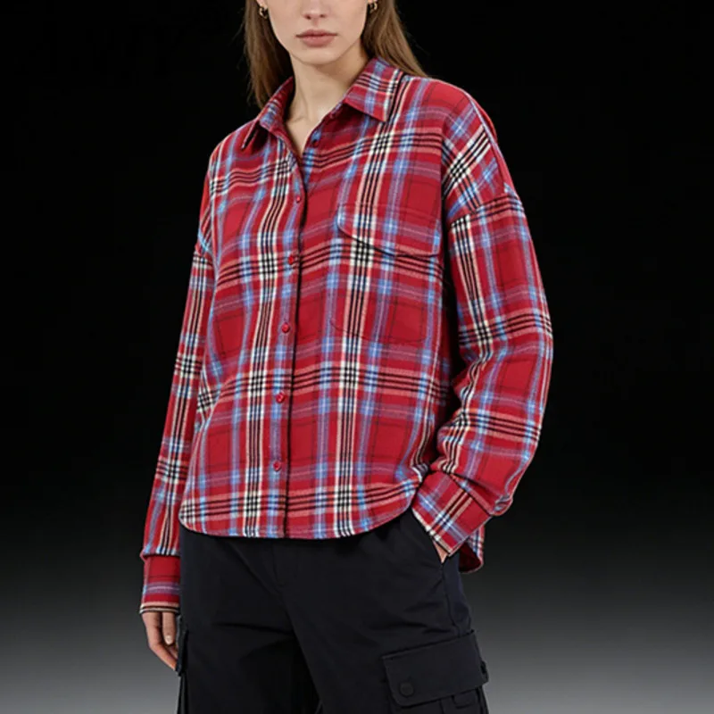 

ANJY Spring Autumn New Women American Style Loose Casual Long Sleeve Plaid Shirts Fashion Elegant Vintage Chic Ins Blouse A19953