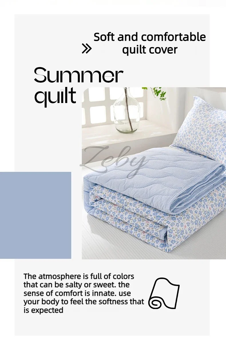 Breathable Quilted Summer Blanket Cooling Skin-friendly Comforter Soft Lightweight Quilt Well-vetilated Single Double  Duvet Set
