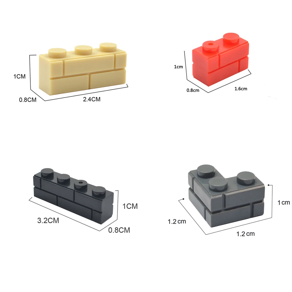200PCS Random Striped Bricks MOC Building Blocks Toys Palace Castle Creative Figures Military City House Wall DIY Parts