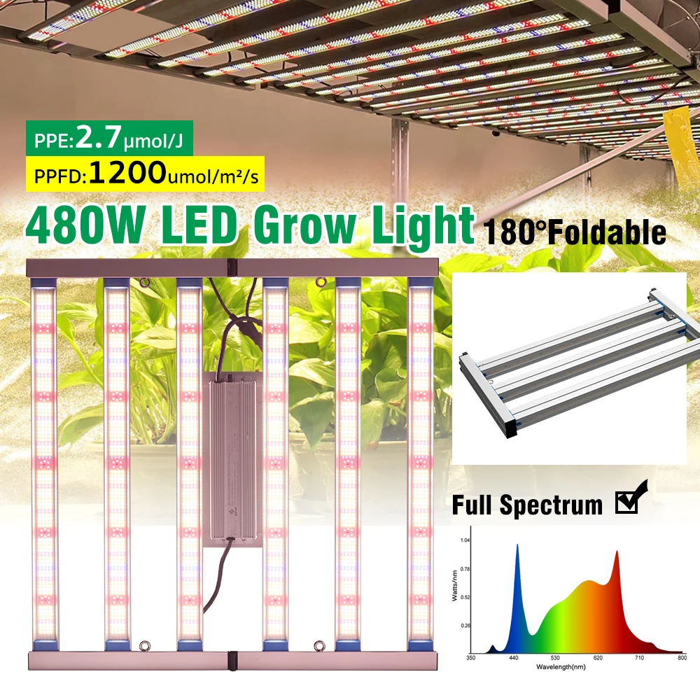 Lampu tumbuh LED spektrum penuh lipat LM281B 240W 320W 480W untuk tanaman tumbuh cahaya dalam ruangan biji bunga hidroponik lampu dapat diredupkan