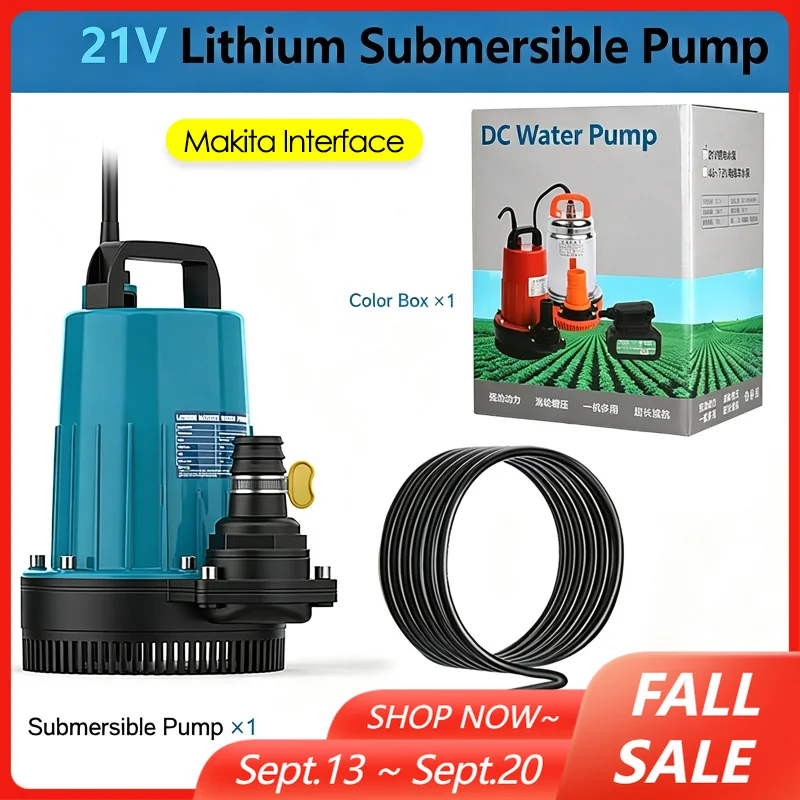 21V Lithium Submersible Pump Self-priming Multifunctional Aquarium Water Pump for Vegetables Watering for 21V Makita Battery