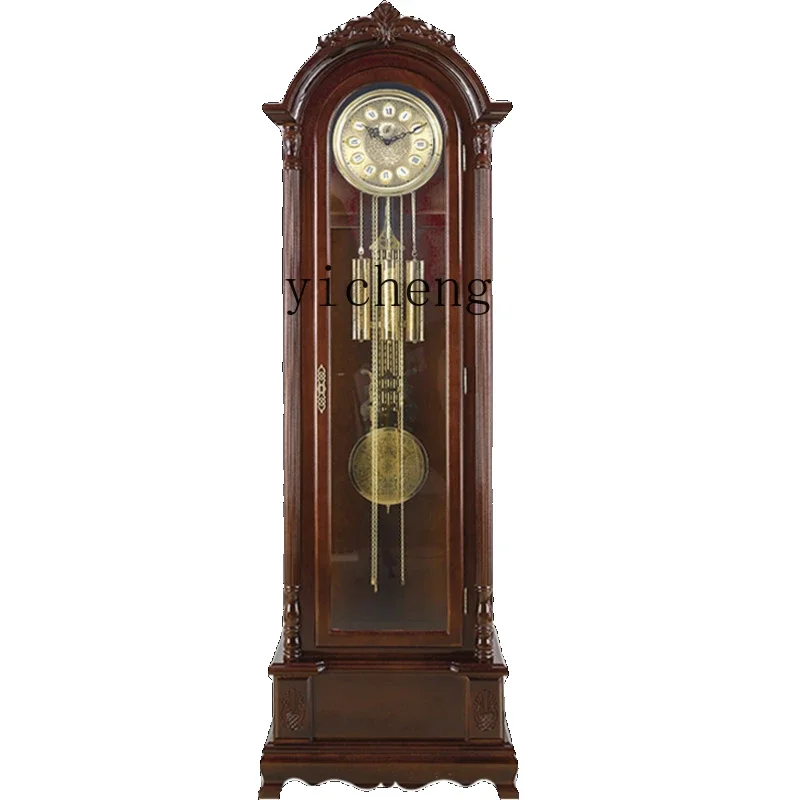 

Mechanical Clock Retro Floor Living Room Decoration Standing Grandfather Solid Wood
