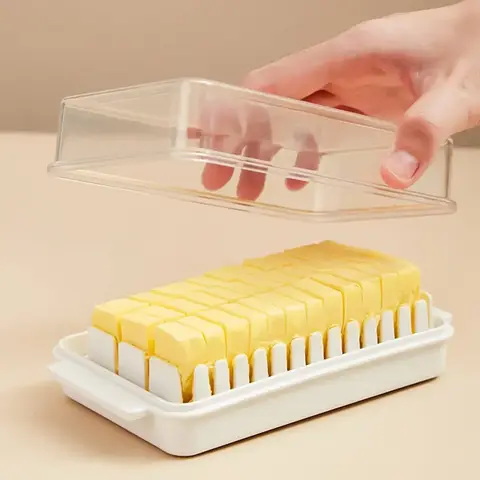 분할 가능한 뚜껑이 있는 플라스틱 버터 접시, 정량 절단 버터 접시, 버터 밀폐 보존 용기 상자