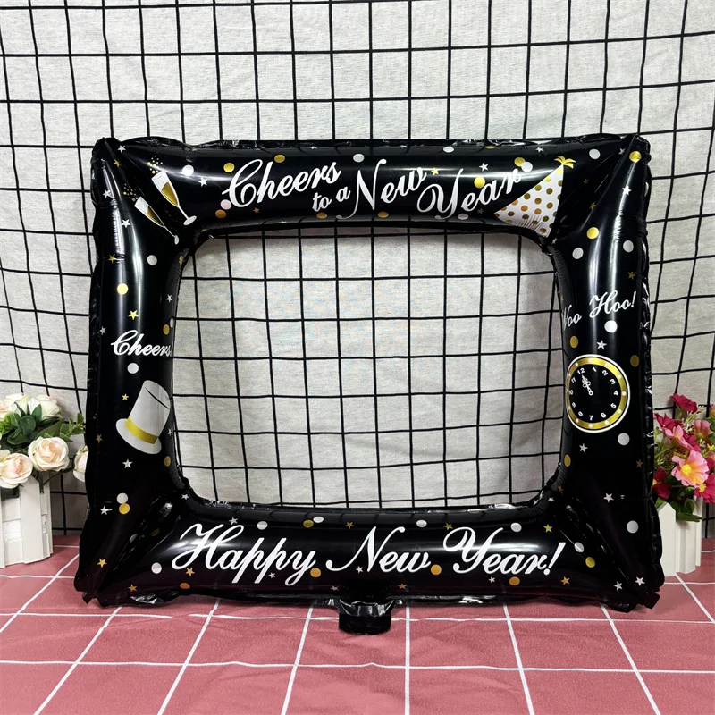1 قطعة سنة جديدة سعيدة كابينة تصوير الإطار الدعائم احباط بالون ل 2026 السنة الجديدة حفلة التصوير الدعائم عيد الميلاد لوازم الحفلات المنزلية