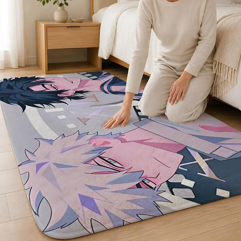 Hot Bl Anime L-link click Floor Mat Machine Washable Soft Flannel Area Rug, Non-Slip Absorbent Floor Mat for Living Room Bedroom