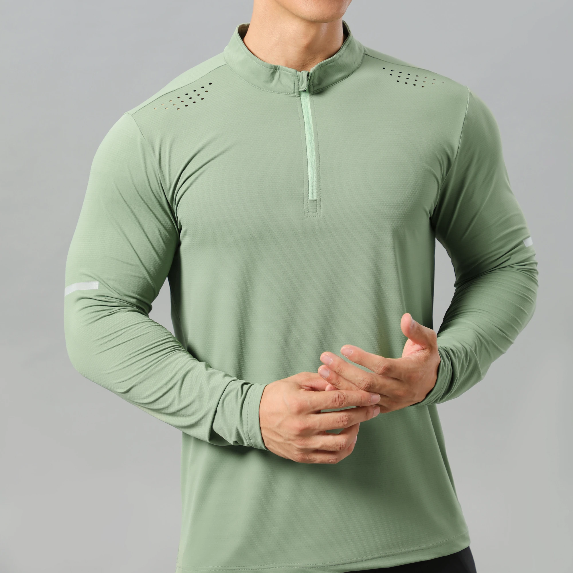 Mens Autumn Long Sleeve Running Shirts Outdoor Sport Kit Hiking Cycling Fitness T Shirt Clothing Reflective Quick Dry Breathable