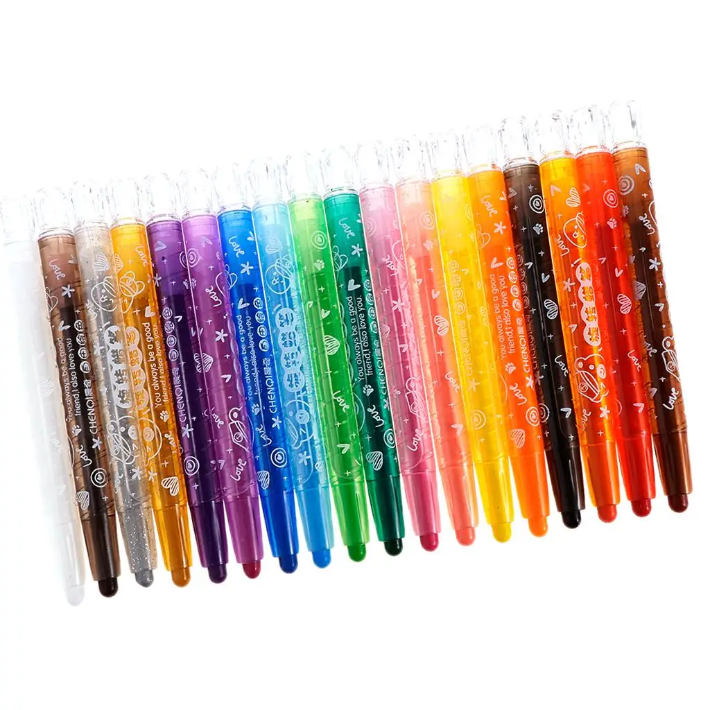 Crayon roulant non rotatif pour enfants, dessin et peinture, 18 couleurs