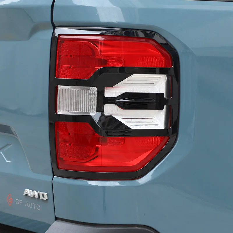 Car Rear Tail Light Decorative Frame Cover ABS Matte Black/Glossy Black/Silver For Ford Maverick 2022 2023 2024 Car Accessories