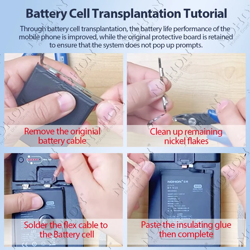 NOHON batteria ad alta capacità per iPhone 12 Pro Max No Flex Cable batterie per iPhone 14 Plus 13 Pro 11 mostra la salute della batteria BMS