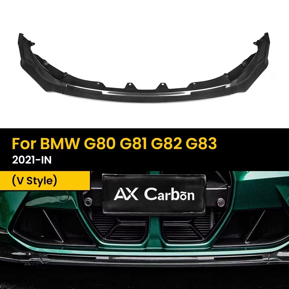 Echte droge carbon fiber voorbumperlip voor BMW G80 G81 G82 G83 2021-IN V-stijl 3-delig/set