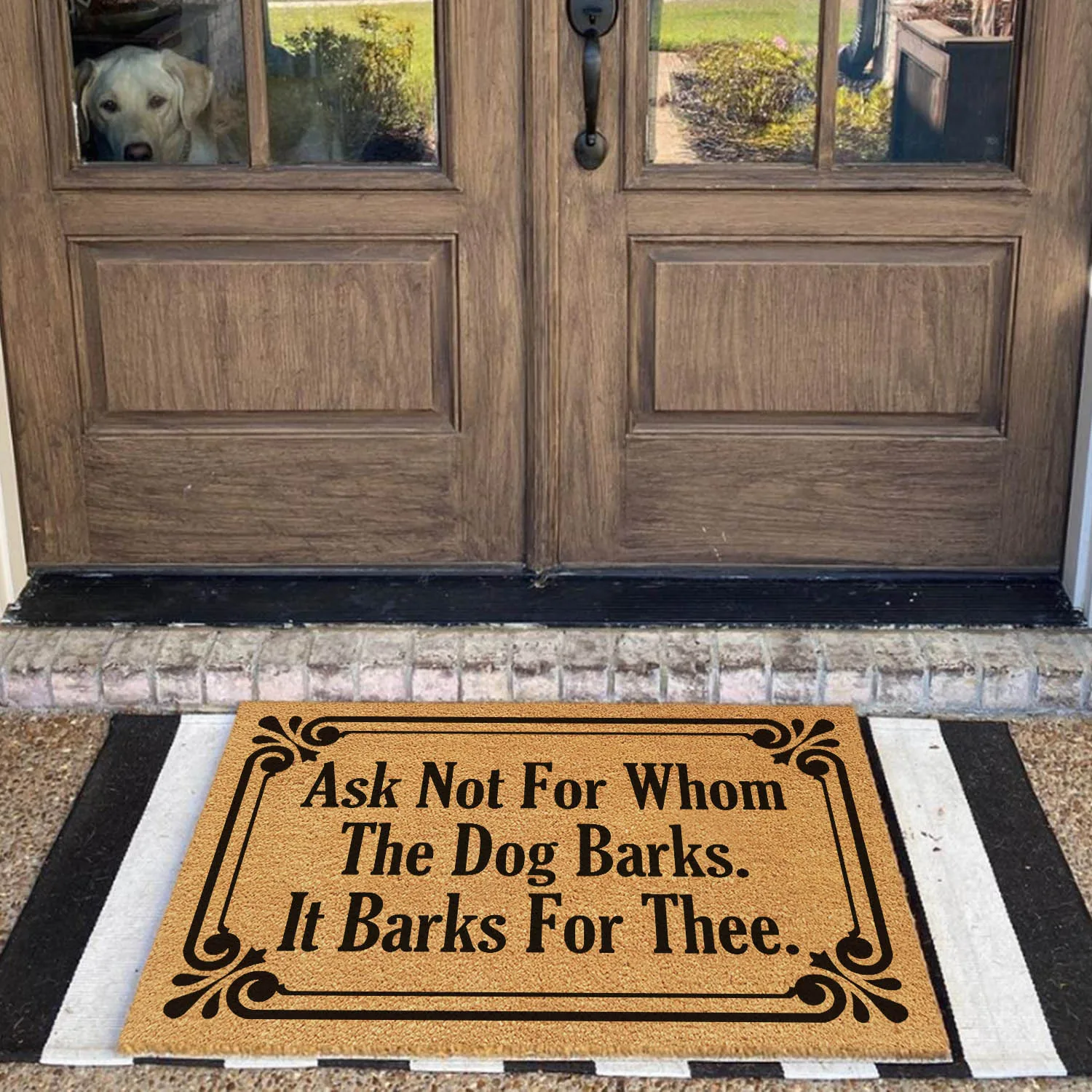 

Funny Coir Doormat Ask Not For Whom The Dog Barks It Barks For Thee Welcome Front Porch Decor Doormat For The Entrance Way