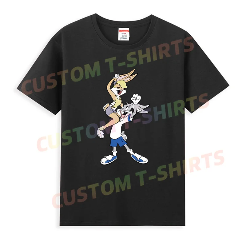 2024 Men Bugs Bunny T Shirt Casual Spanking Lola Bunny T-shirt Graphic Summer Short Sleeve 100% Cotton Streetwear S-3XL Cool Tee