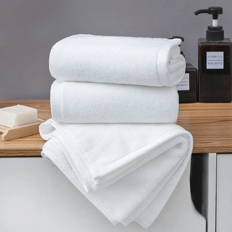 Thickened Cotton White Hotel Bath Towels Club Homestay Hot Spring Absorbent Towel Multi-Purpose Sports Fitness Soft Home Textile