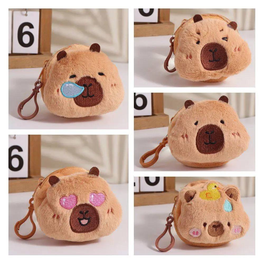 Zipper Capybara Coin Purse Wallet Bag Pendant Money Bag Capybara Plush Purse Bag Protective Case Coin Pouch
