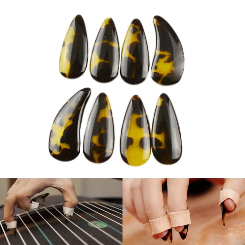 Guzheng Finger Nails Picks Instrument Protectors Lute Erhu Zither Chinese Covers Nail Practice Guard Protector Faux Fingernails