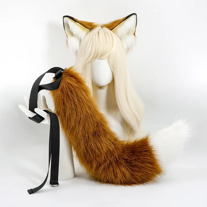 Plush Simulation Fox Headband Beast Ear Headwear Beast Tail Set Amusement Park  Cosplay Performance Props Anime Hair Accessories